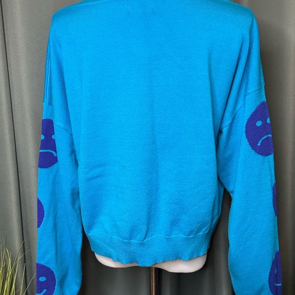 Dressed in LALA Blue Smiley Face Sweater - Picture 2 of 6